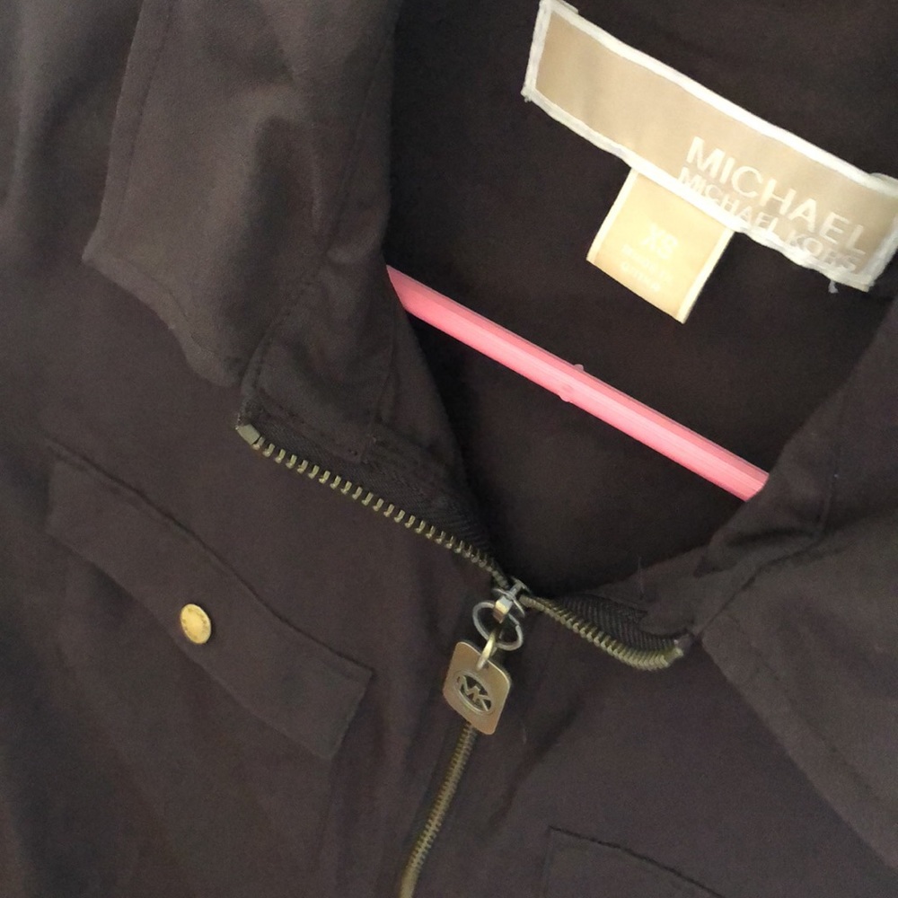 Michael Kors Dark Brown Zip-Up Blouse